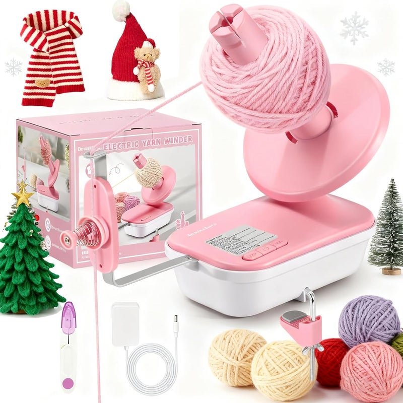 DoubleCare Electric Yarn Winder for Crocheting High Speed, Upgrade Three Gears Adjustable 4-10oz Large Capacity Automatic Yarn Ball Winder, Yarn Spinner, The Helper for Knitting Enthusiast, Pink - Image 1
